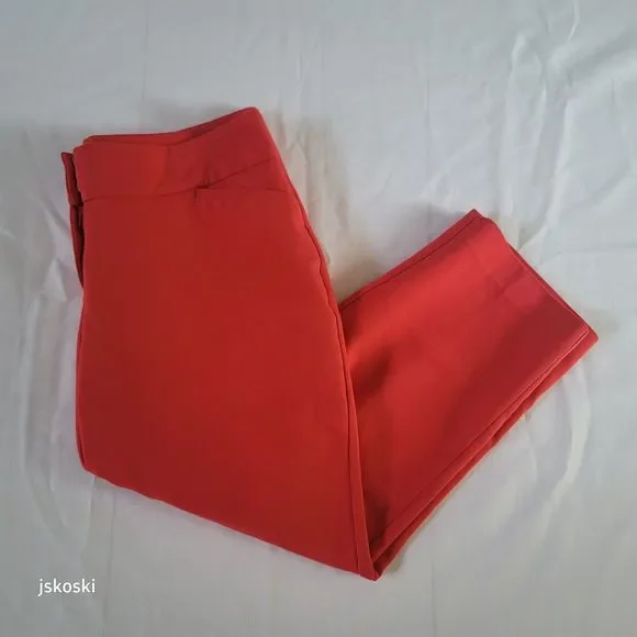 APT. 9 Essentials Coral Red Casual Cropped Capri Skimmer Pants Women's Size 6 - Picture 1 of 7